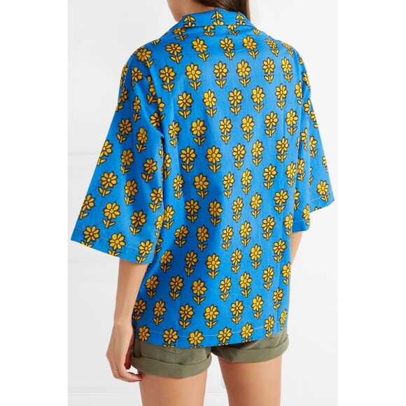 Rhode Resort Carl Printed Cotton-Voile Blouse Shirt Top Cotton Blue XS 215044 - Picture 3 of 8